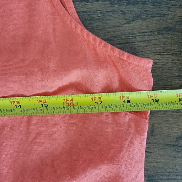 VTG Linen Blend Button Top Womens M Coral Orange Tropical Fall Halloween Boho - Picture 4 of 8